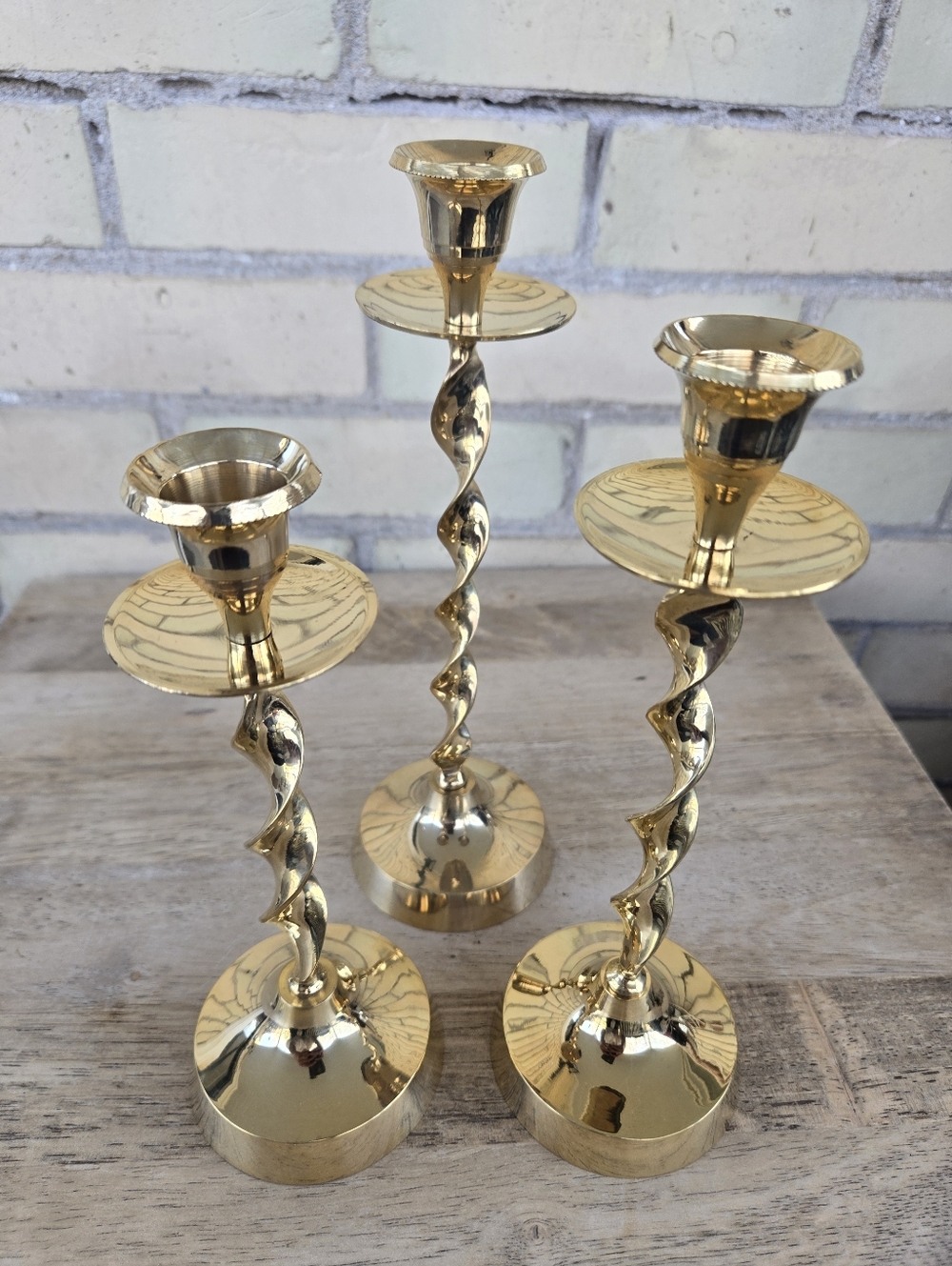 Twisted Brass Candle Holders - Picture 2 of 5